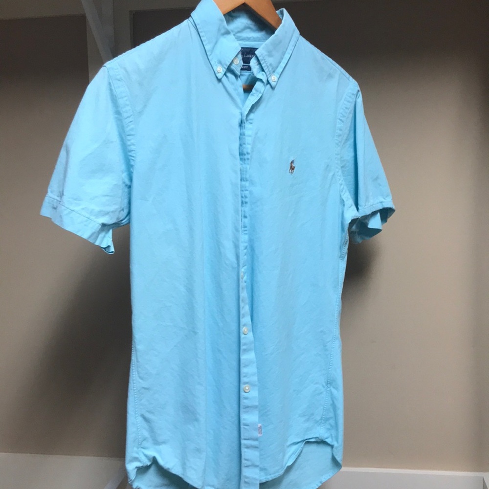 Baby blue Polo button down T-shirt.